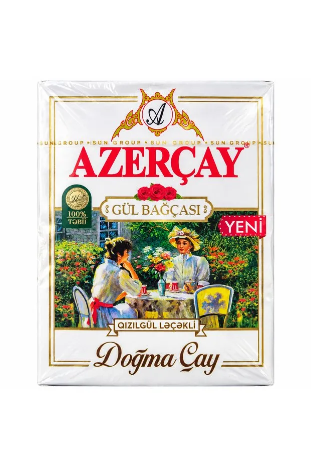 Azerçay Gül Bahçesi gül yapraklı siyah çay 225 g ön ambalaj